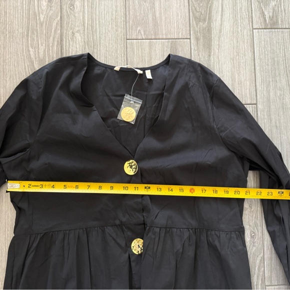 Soft Surroundings|Black Button-Up Blouse with oversized Gold plated buttons•NWT - Picture 13 of 14